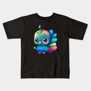 Beautiful peacock artwork Rainbow Kids T-Shirt